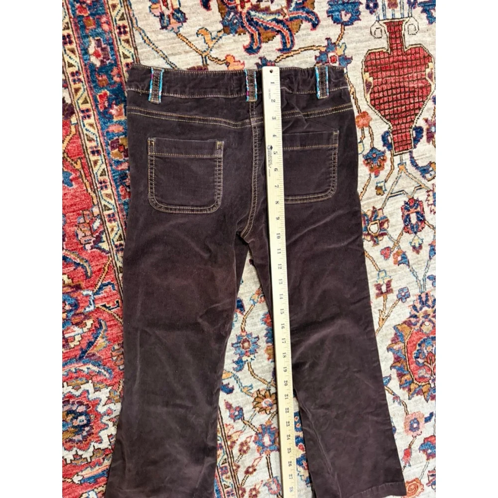 Mini Boden Brown Corduroy Pants Kids Size 11Y Straight Leg Floral Lined